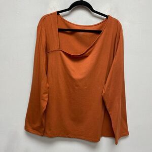 A New Day Womens Rust Plus Size Long Sleeve Modal Asymmetrical Pullover Top 4X‎